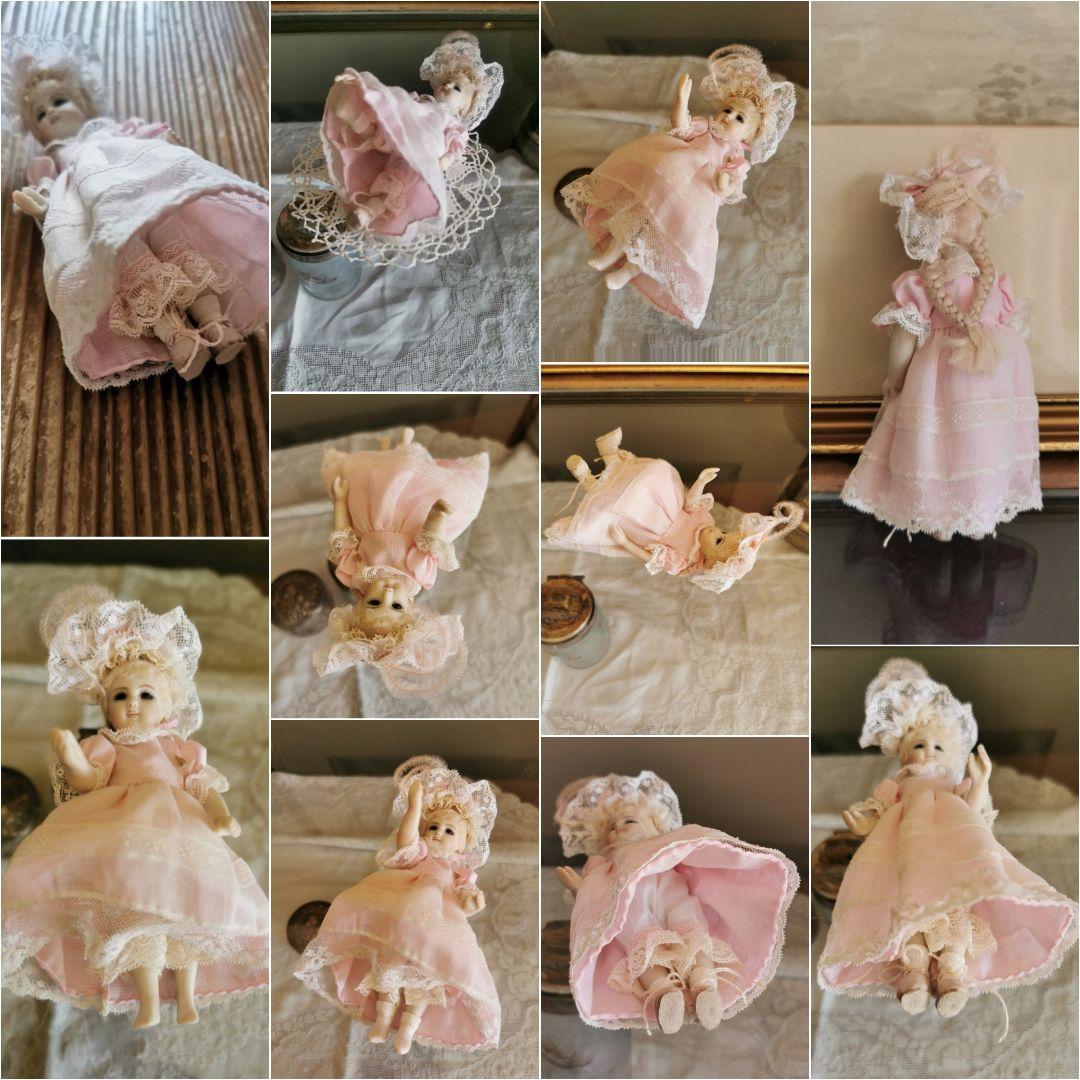 ヴィンテージ 作家物 14.5㎝三つ編のフレンチビスクドール キャシーハンセン作