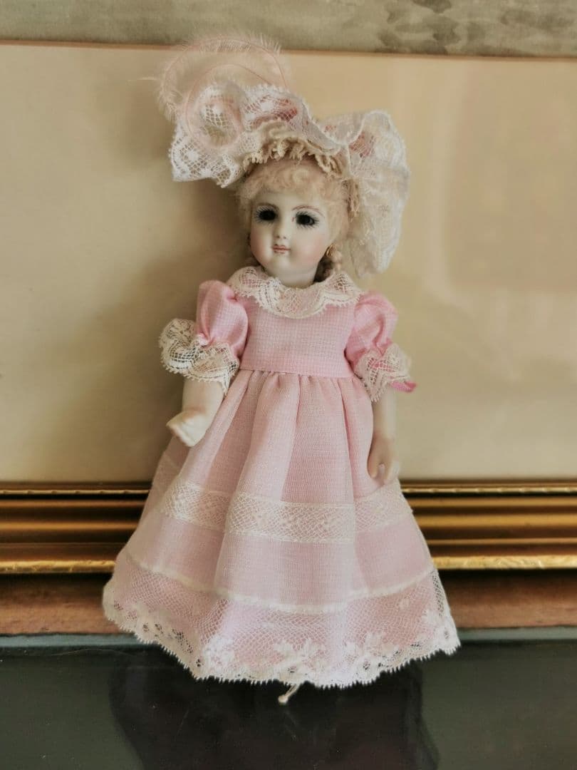 ヴィンテージ 作家物 14.5㎝三つ編のフレンチビスクドール キャシーハンセン作