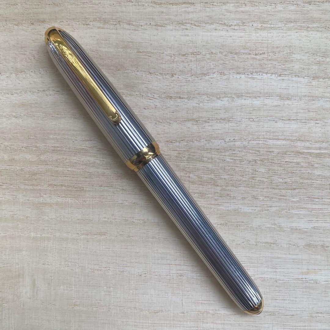 ルイ・カルティエ ゴドロン シルバーコンポジット 万年筆 18K 字幅 F