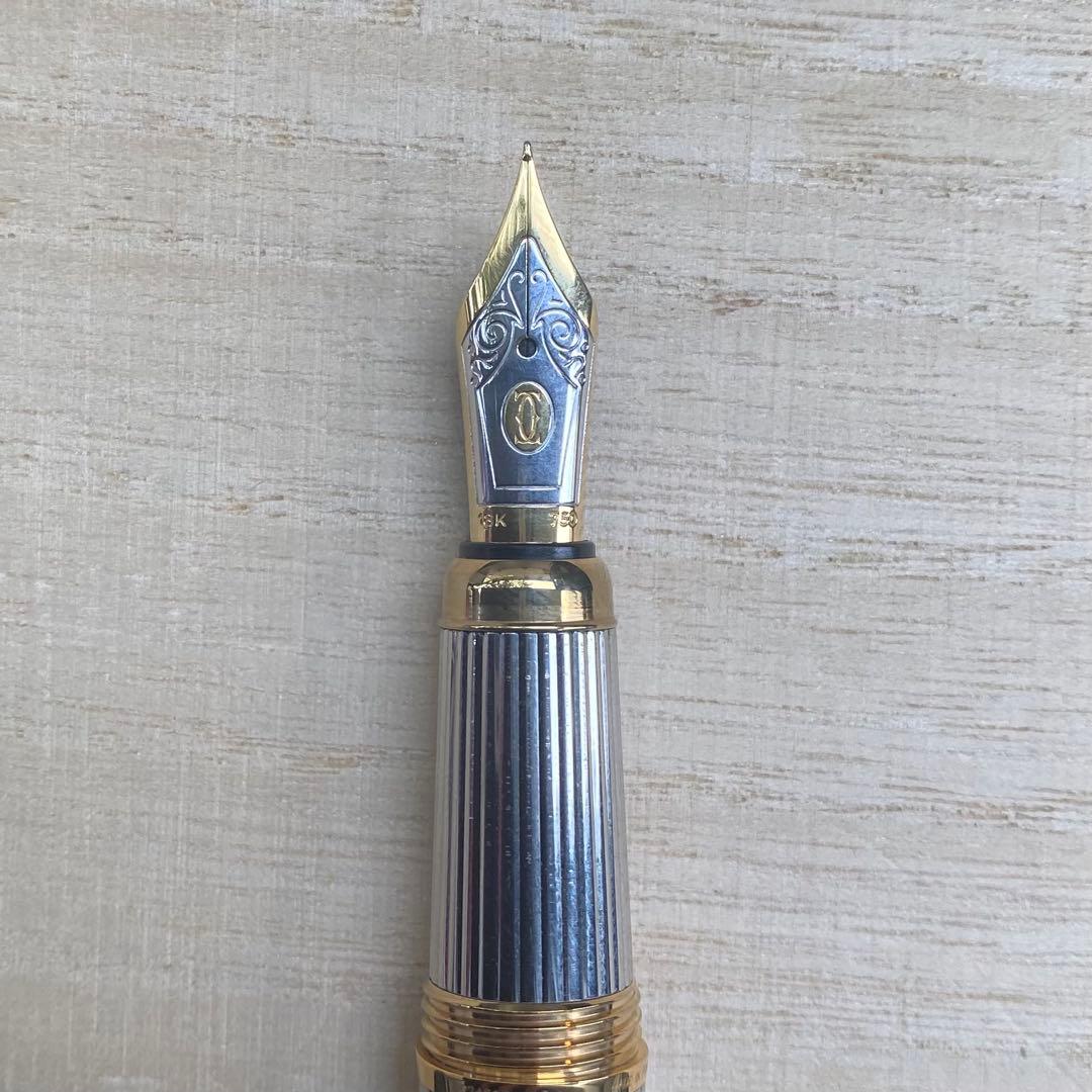 ルイ・カルティエ ゴドロン シルバーコンポジット 万年筆 18K 字幅 F