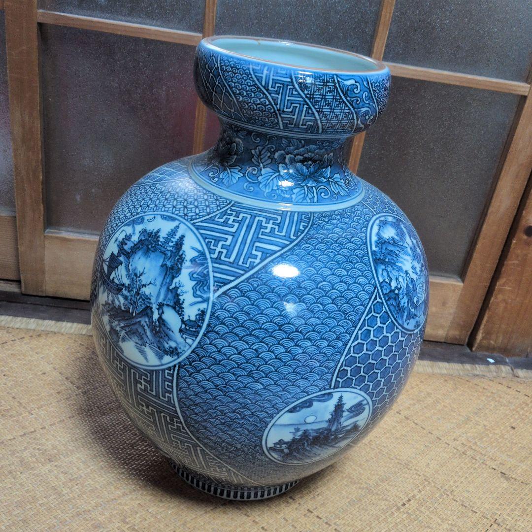 送料込みセール！平安三楽　壺　清水焼　藍