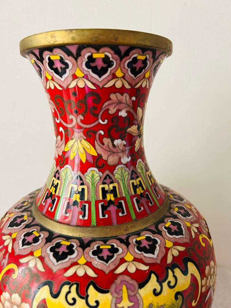 中国美術　七宝大花瓶　高さ39cm