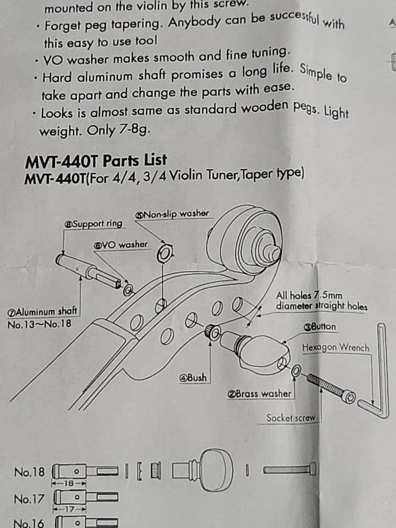 弦楽器 GOTOH Marvel Violin Tuner MVT-440T