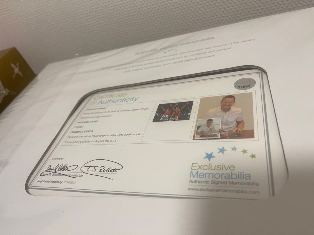 シェリンガム　スールシャール　直筆サイン　証明書　専用ボックス