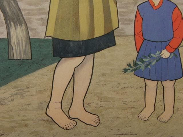 岩壁冨士夫、【ゆうひのうみべ】、希少な額装用画集より