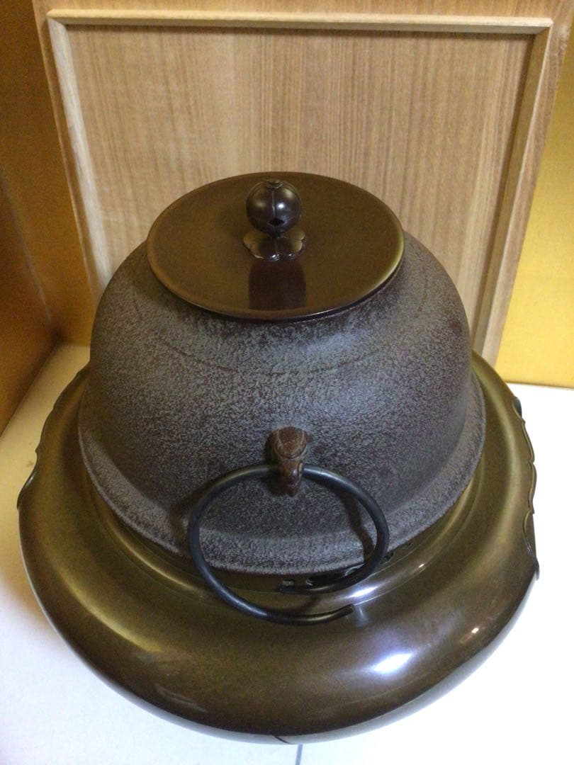 茶道具 風炉釜 敬典&浄雲『唐銅朝鮮風炉』 風炉灰５袋付き