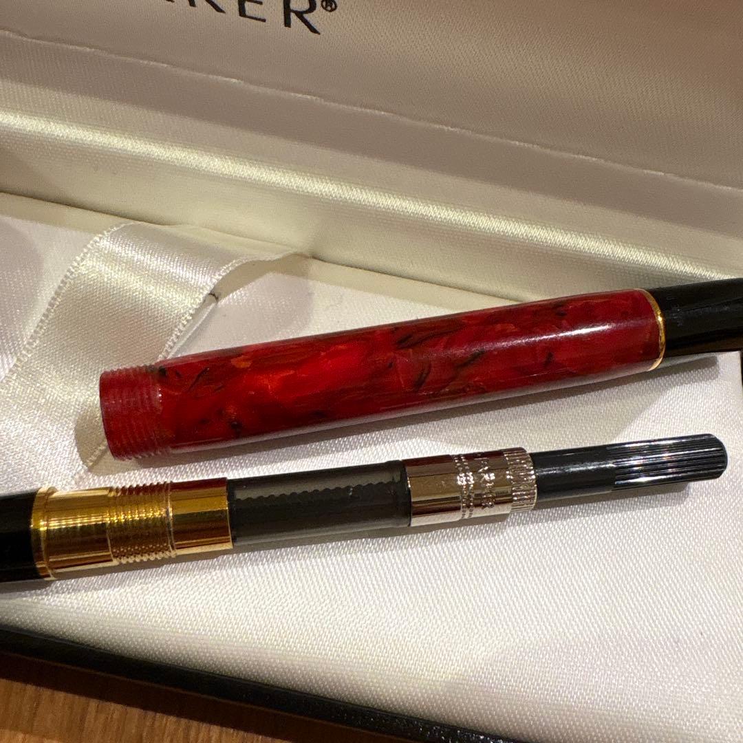 Parker DuoFold 万年筆 赤　マーブル　18金