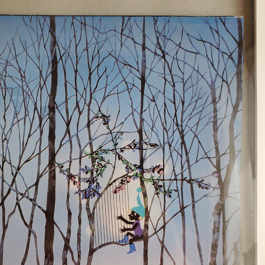 藤城清治 オフセットリト 湿原のミズバショウとこびと 額装 60 正方形 影絵