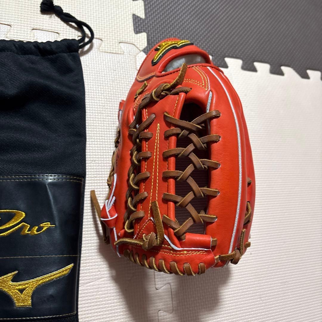 【美品】Mizuno Pro 野球グローブ スプレッドオレンジ サイズ15軟式用