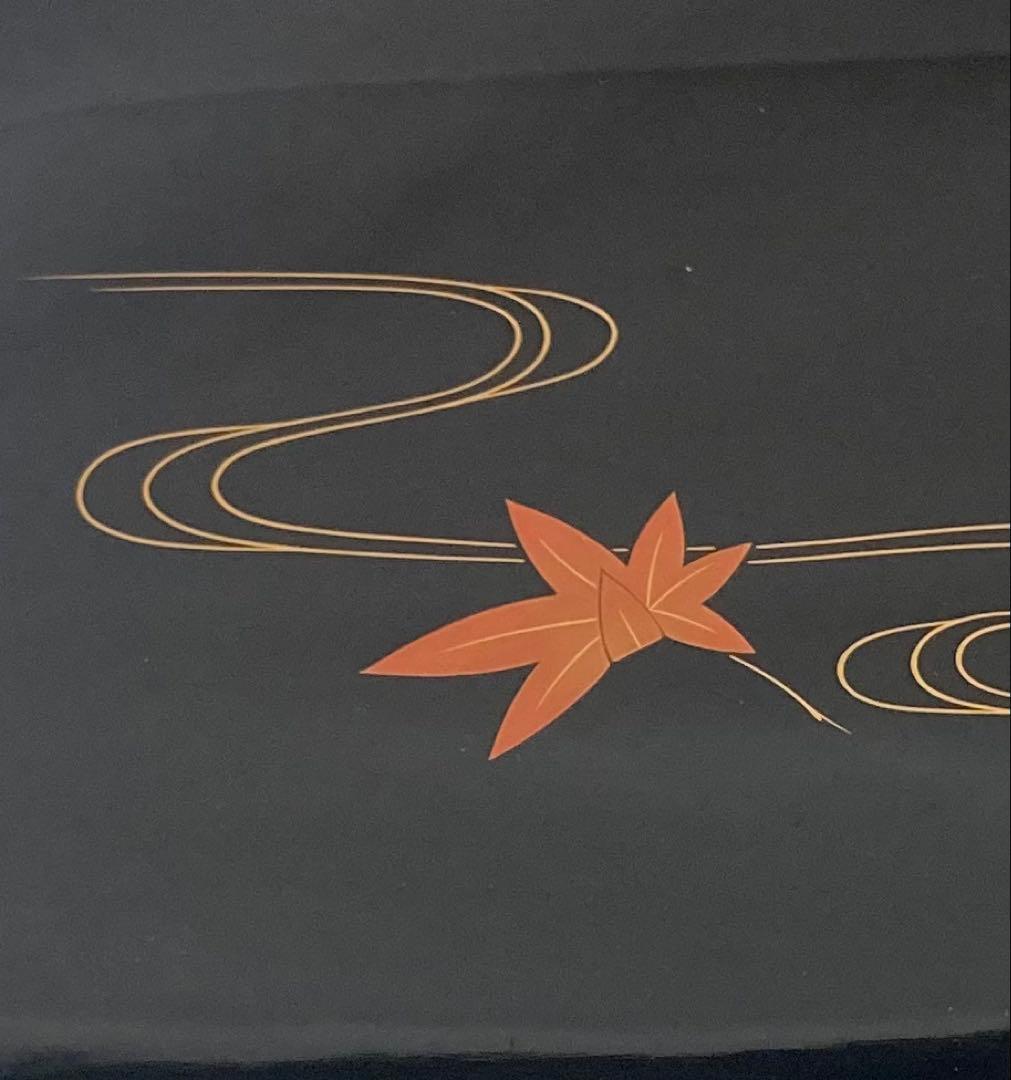 B542b「輪島塗 卓上膳　五」 共箱　竜田川　紅葉　懐石・会席道具　茶道具