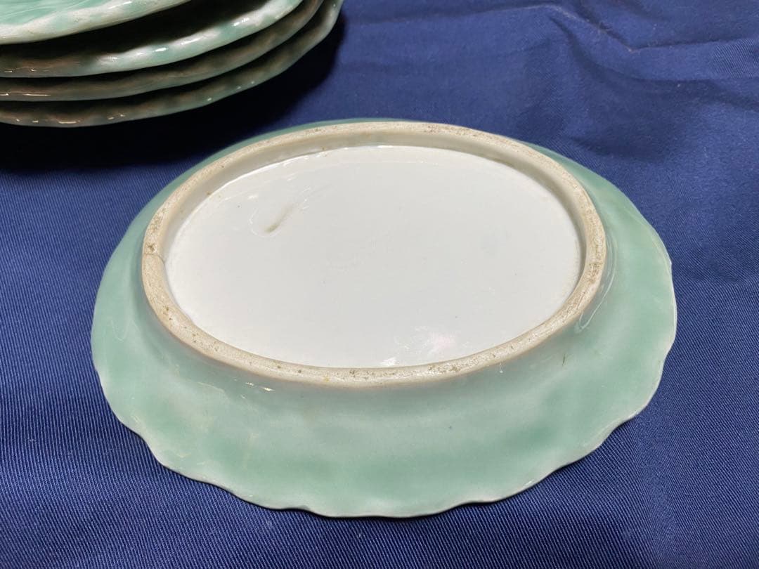 古伊万里　鍋島　青磁　中皿　五客