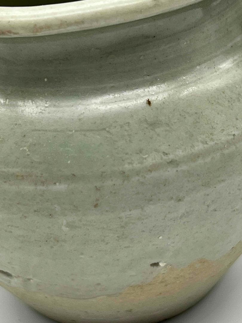 西晋時代 越州窯双糸小壺　茶入　茶道具　唐物　古物　時代物(F-101)