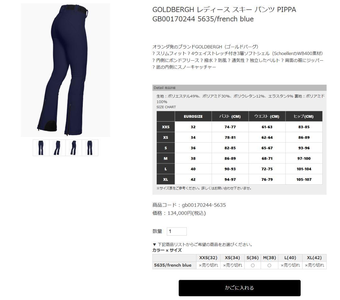 GOLDBERGH レディース スキー パンツ　ブラック　サイズ38