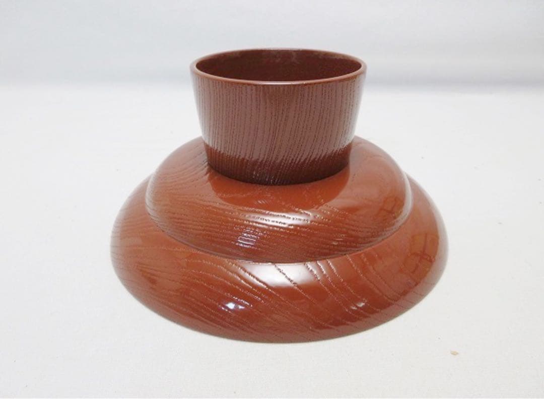 ほぼ未使用 茶道具 漆園作 木製朱塗 松葉蒔絵 高杯 干菓子器 煎茶道具 共箱