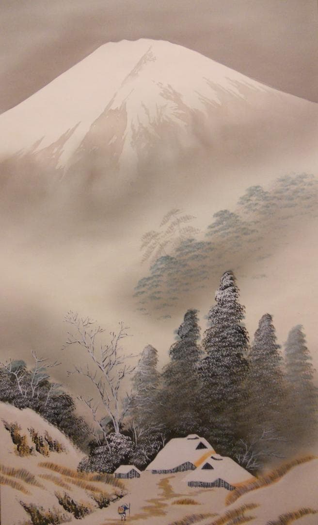 掛け軸 松泉 白雪渺々之図 絹本 希少 軸装 茶道具 掛軸 美品 です。