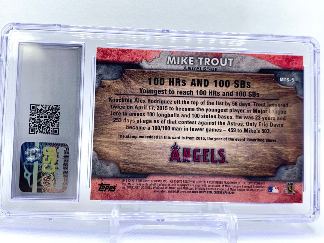 レア 2016 Topps マイク・トラウト 切手レリック CSG 9.5