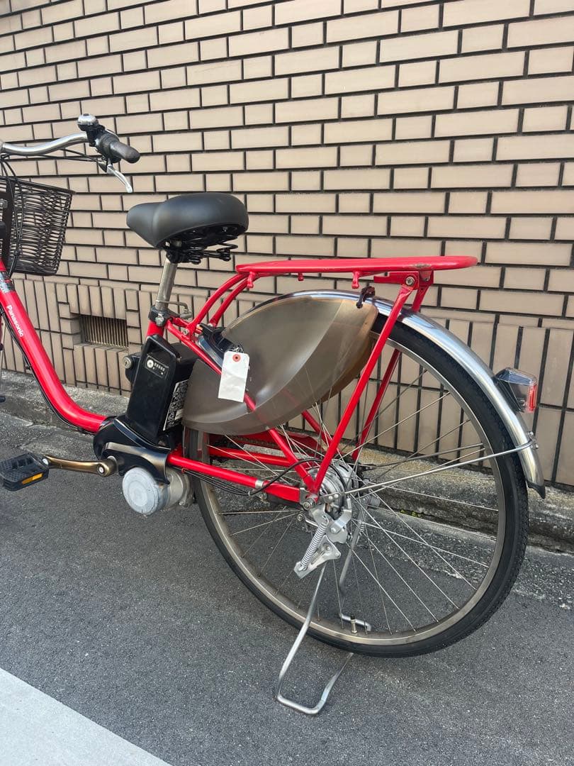 レッド 電動アシスト自転車 シティタイプ 前カゴ付き