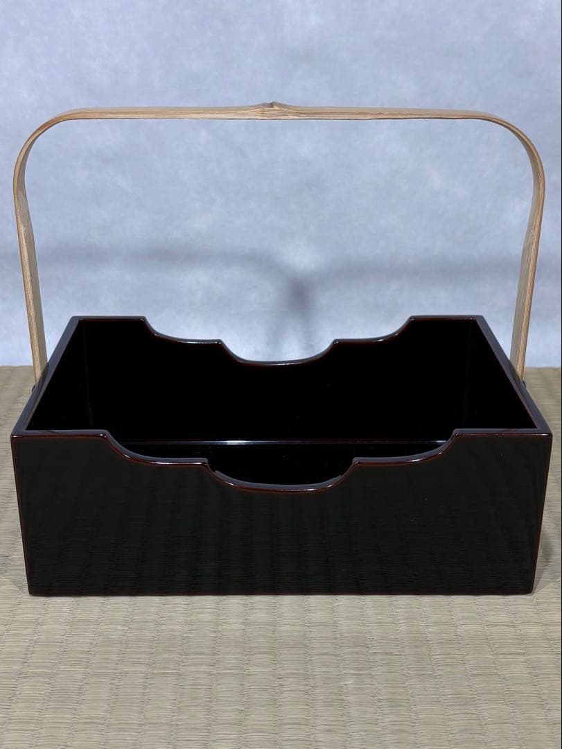 山中塗　塗師 二代 助田宗明造　竹手付 煙草盆　美品　共箱　茶道具　送料込