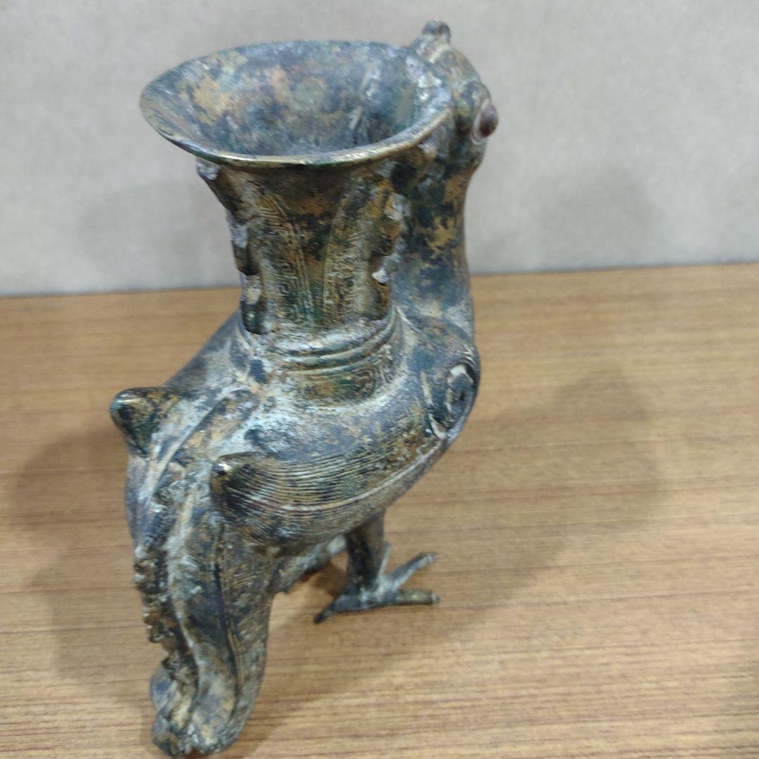 中国古玩  青銅 鳥 花瓶　唐物