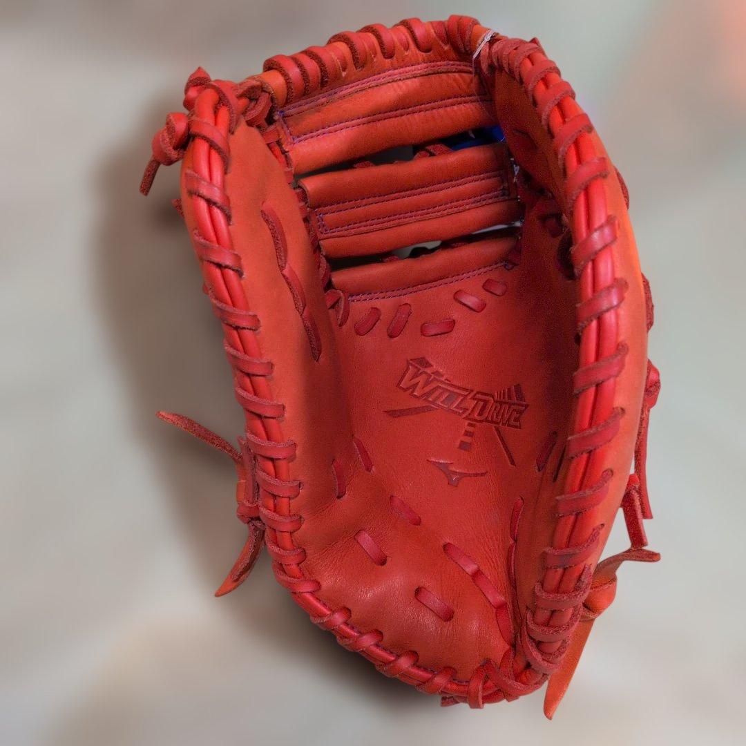 ミズノ:少年軟式用ファーストミット:右投げ用:一塁手用:オレンジ色
