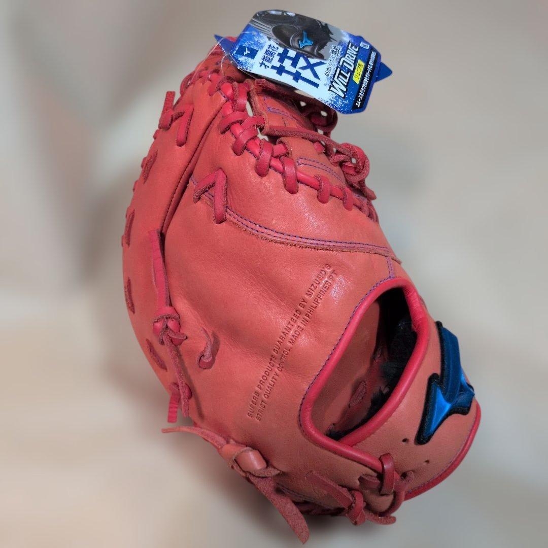 ミズノ:少年軟式用ファーストミット:右投げ用:一塁手用:オレンジ色