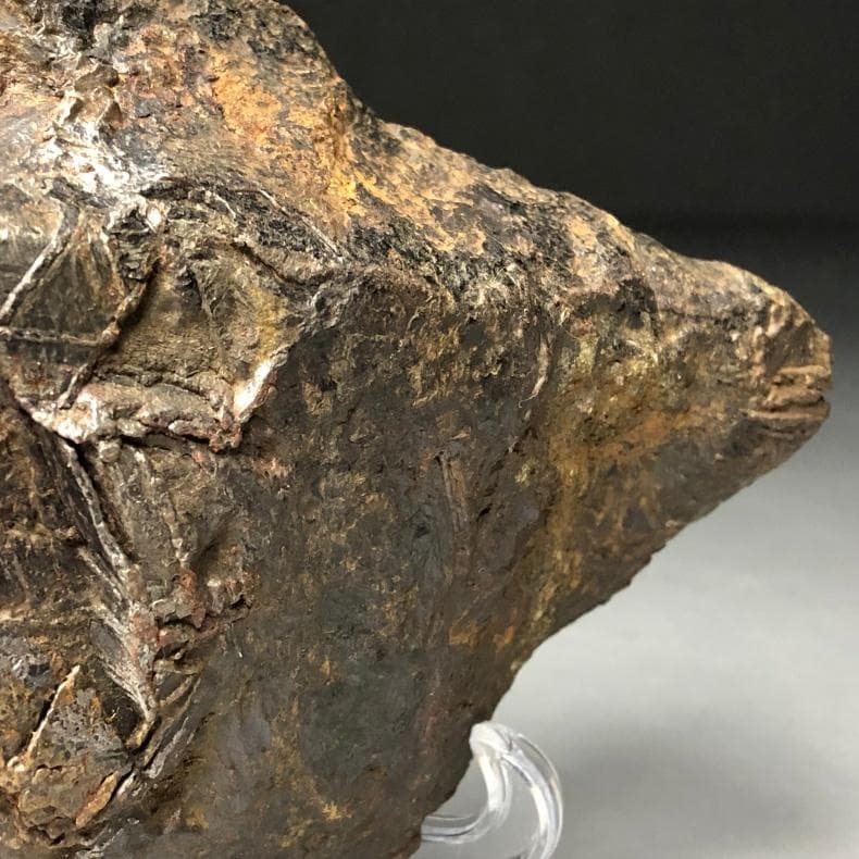 隕石 鉄隕石　アルタイ隕石　原皮付き　ナチュラル　原石　重さ約975ｇ　立て付き