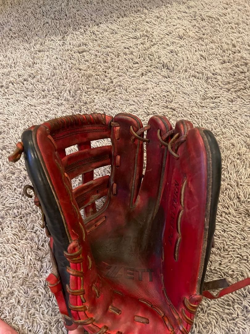ZETT PROSTATUS 野球グローブ 赤 レザー 収納袋付き