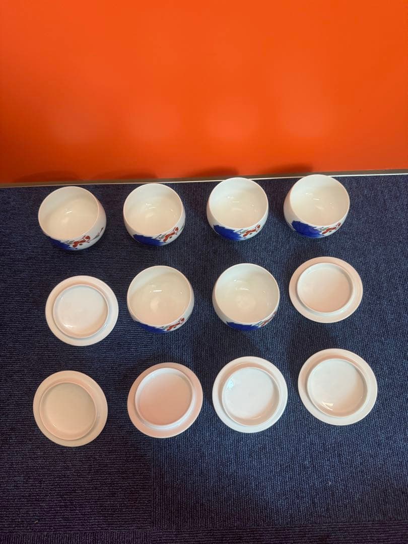 2030 香藺社　相思花　湯呑蓋付　6客　未使用