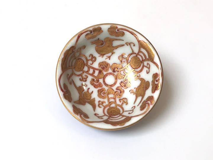 骨董　アンティーク　大日本永楽造　金彩　染付　煎茶碗　酒器　猪口　染錦