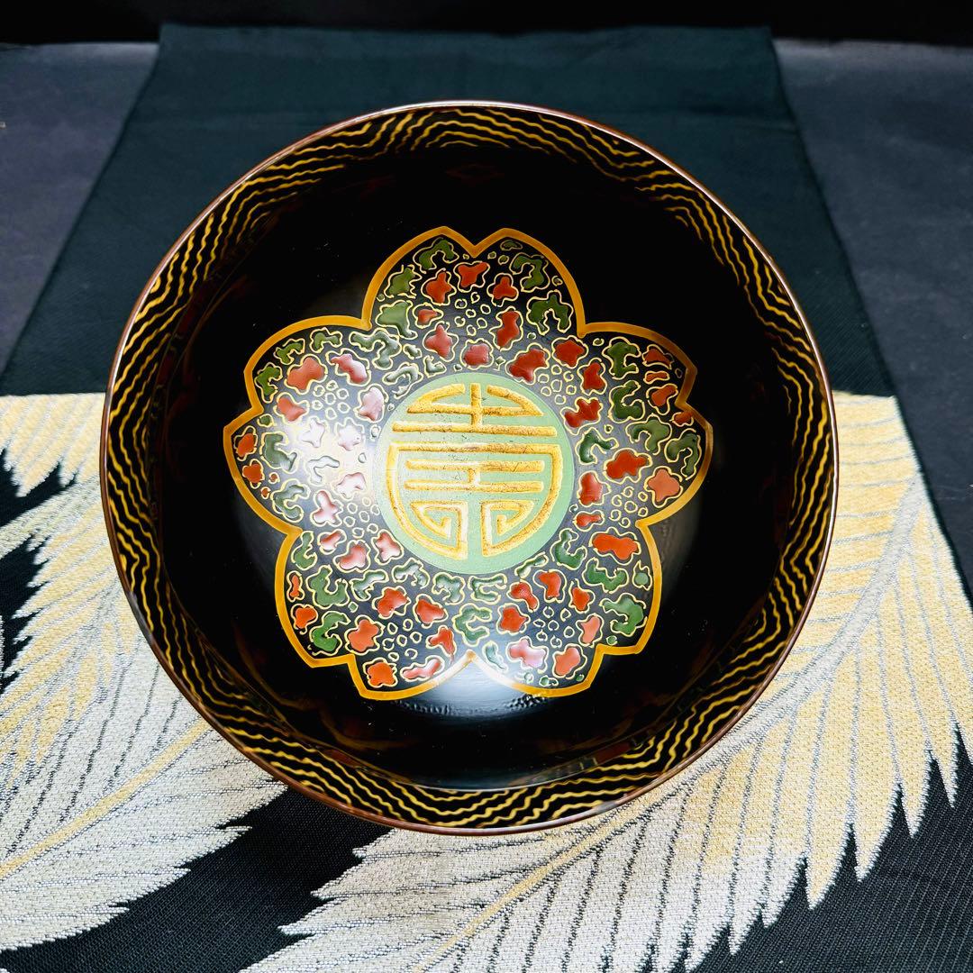 漆器　輪島塗　沈金　金蒔絵　木製　盃洗　鉢　大椀　1客　骨董品