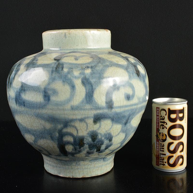 中国　呉須染付　花文　壷　D　R7052