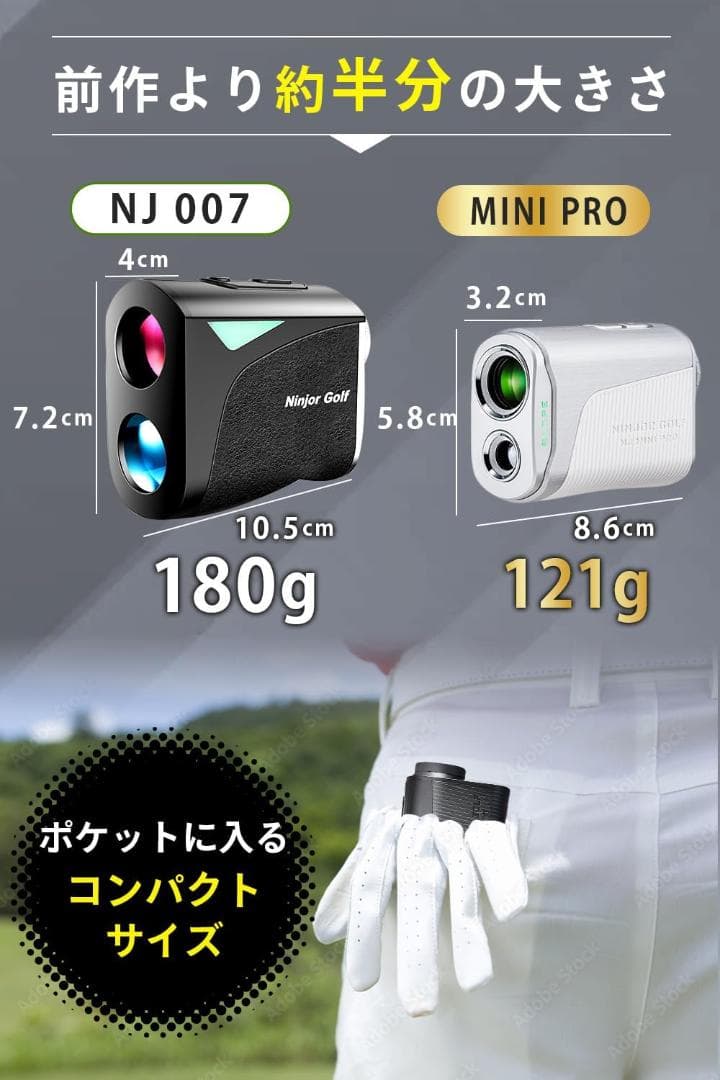 NINJOR GOLF ゴルフ レーザー 距離計 NJ MINIシリーズ122g