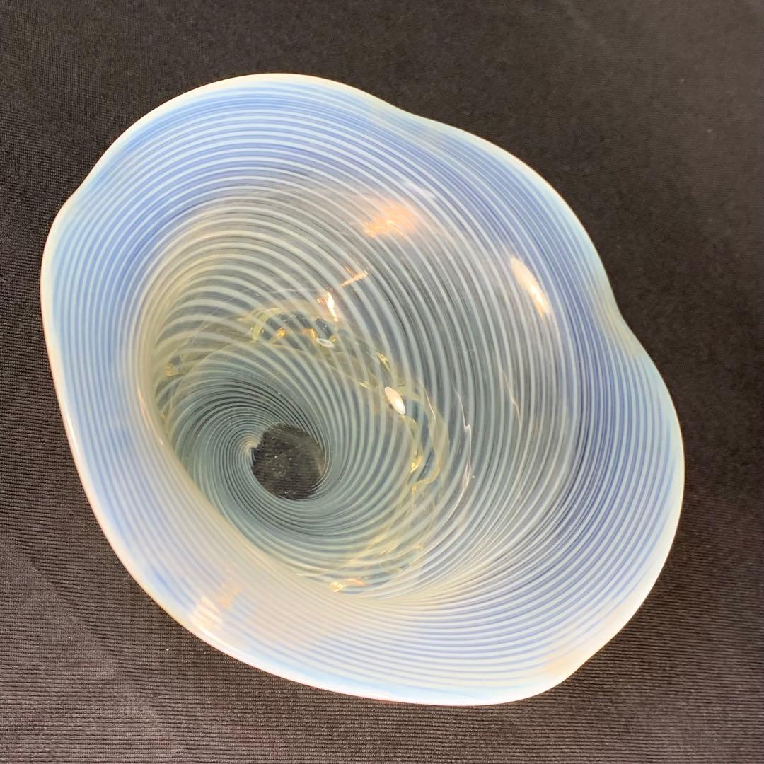 K644⭐︎乳白ぼかし 優美なドレープ イエロー 螺旋模様 和ガラス 糸巻柄