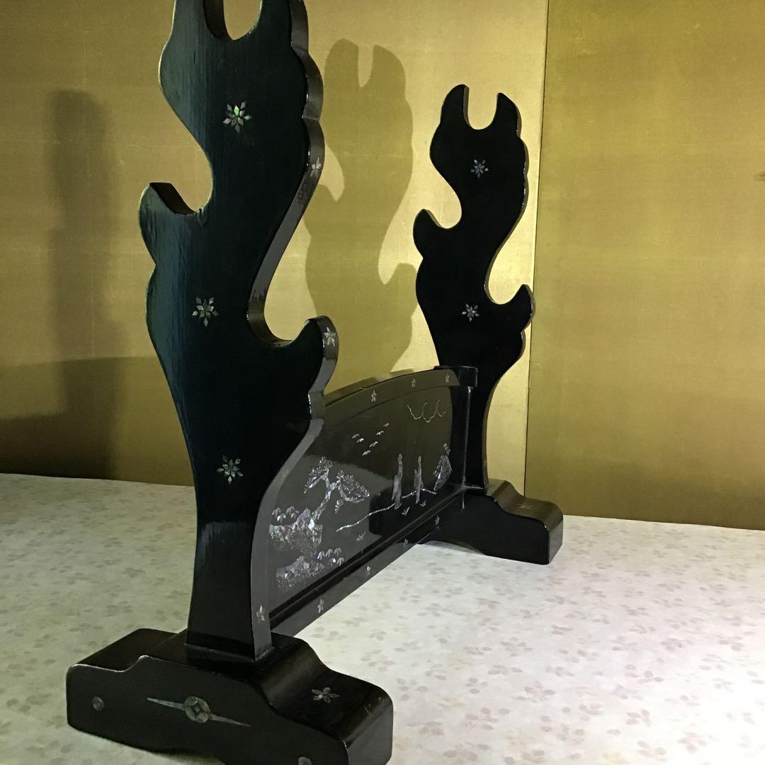 高級漆塗り夜光貝螺鈿　大小3本掛　刀掛　時代物　　　　　　　書1