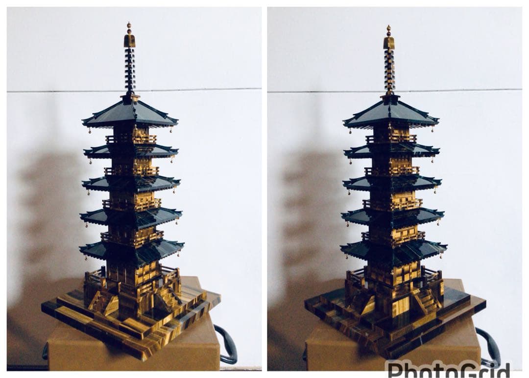 ◉伝統工芸士 小澤朗雲◉甲州水晶貴石細工・五重塔・虎目石・純金K18◉300万円