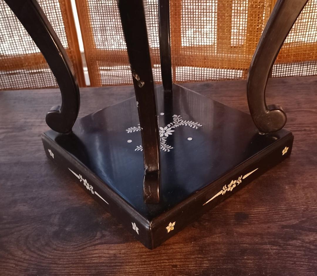 螺鈿人物風景文 卓上花台　昭和期 和工芸 飾り台