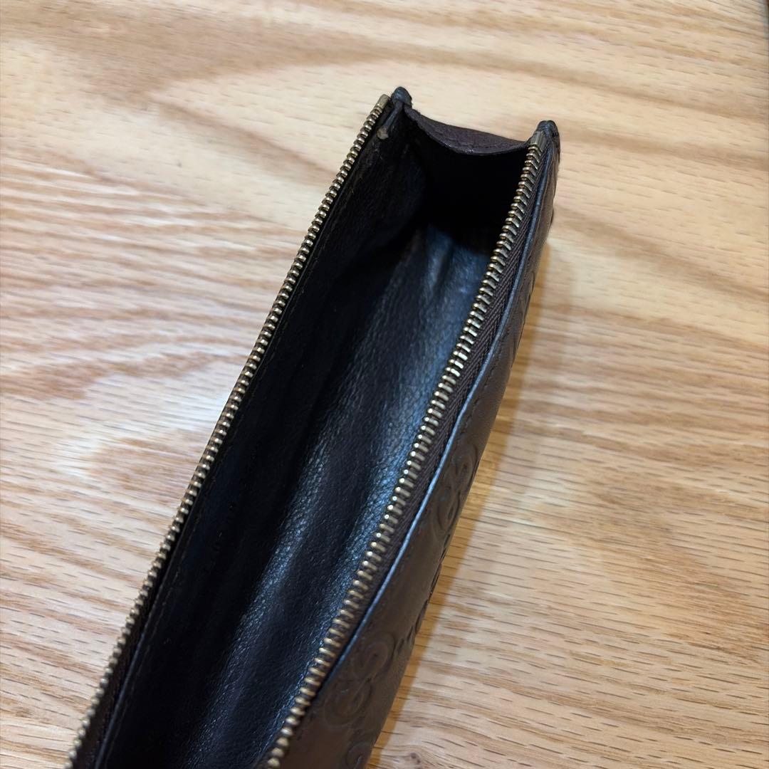 GUCCI グッチ ブラウンレザー ペンケース