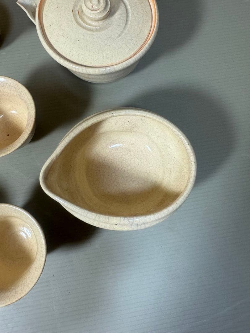 2202 萩焼　十一代　大和松雁　茶器セット　宝瓶1客　湯冷し1客　湯呑5客