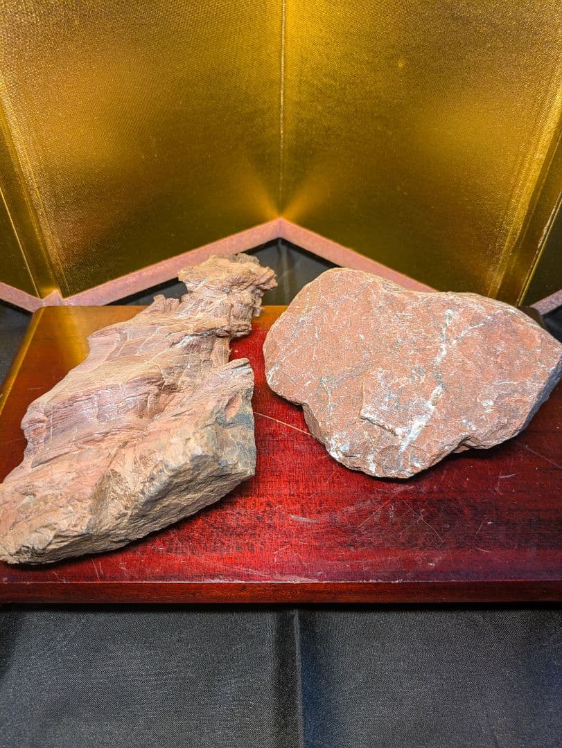 赤石 原石2個セット 計約1.56kg 天然石 未加工 鑑賞用 水石 自然石