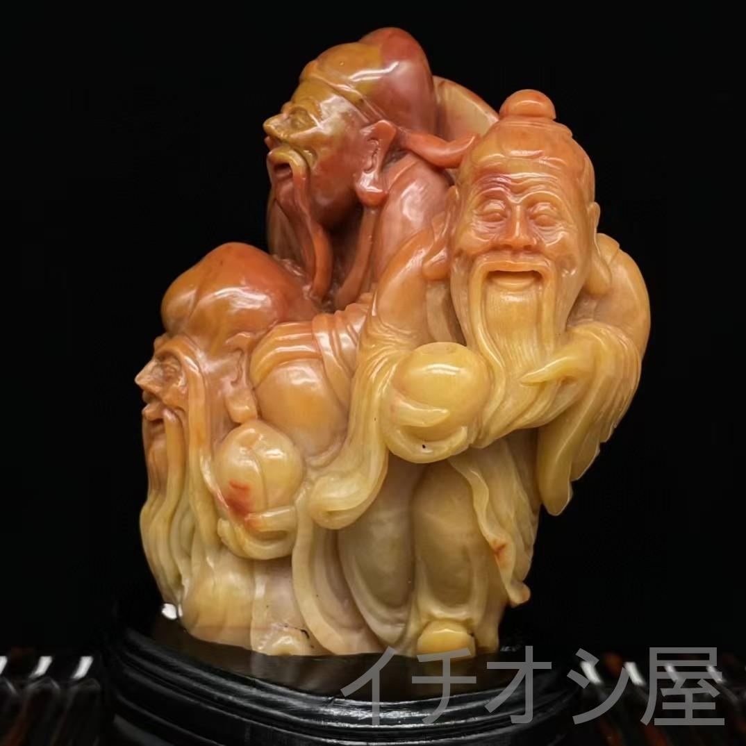 中国古美術 珍蔵逸品 寿山石芙蓉石 人物彫刻置物 透彫細工 文房置物 風水開運