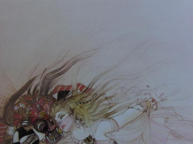 天野喜孝、【春暁】、希少な大判額装用画集より、新品額装付、状態良好