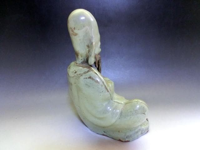 置物■寿老人 青磁 時代物 オブジェ 古玩 唐物 中国 古美術 時代物 骨董品■