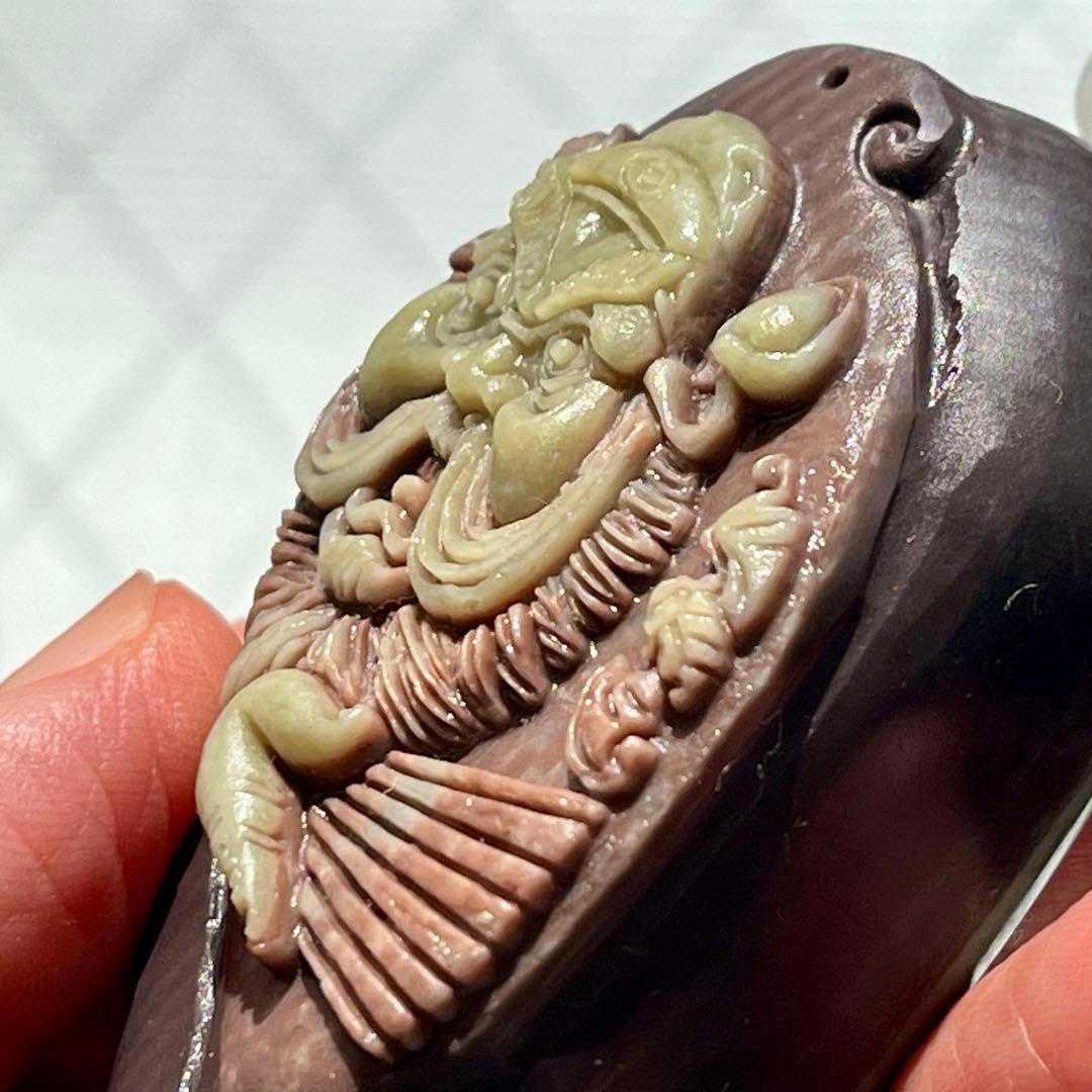 レア 天然石 パープル ローブジェイド 硬玉 ジェダイト 彫刻 魔除け 希少品