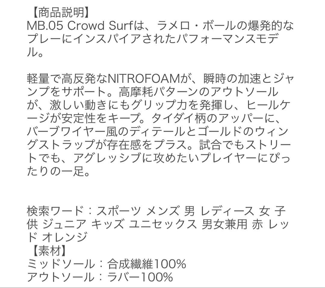 PUMA ラメロ•ボールMB.05（着用3回のみ）27㎝