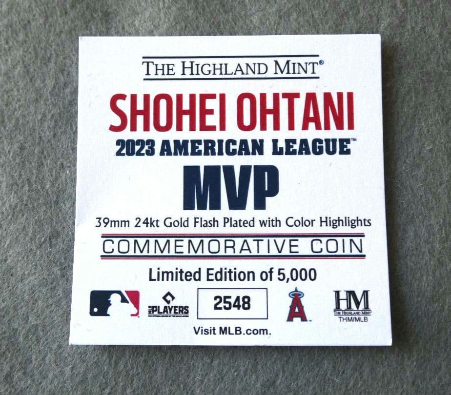 大谷翔平　2023年アメリカンリーグMVP獲得記念ゴールド（メダル）
