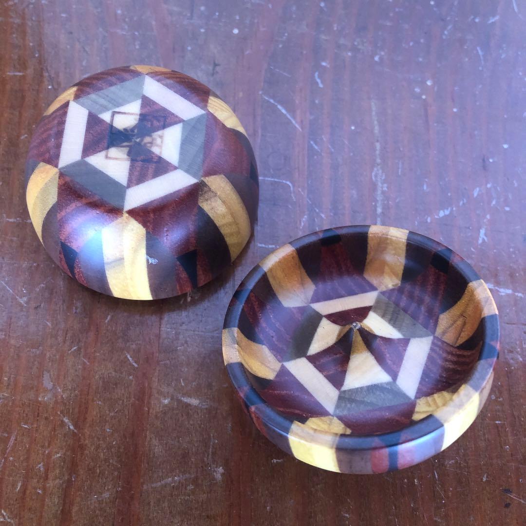 寄木細工 箱根細工 かなざし 金指 無垢 りんご 香合 アクセサリーケース 林檎