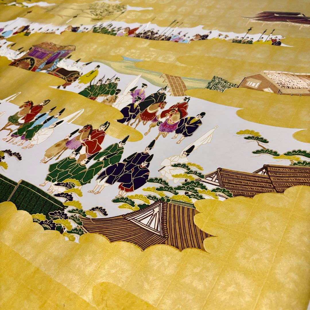 美濃和紙 友禅染 大判アート 2枚セット（花鳥／平安絵巻） 絵画　日本画