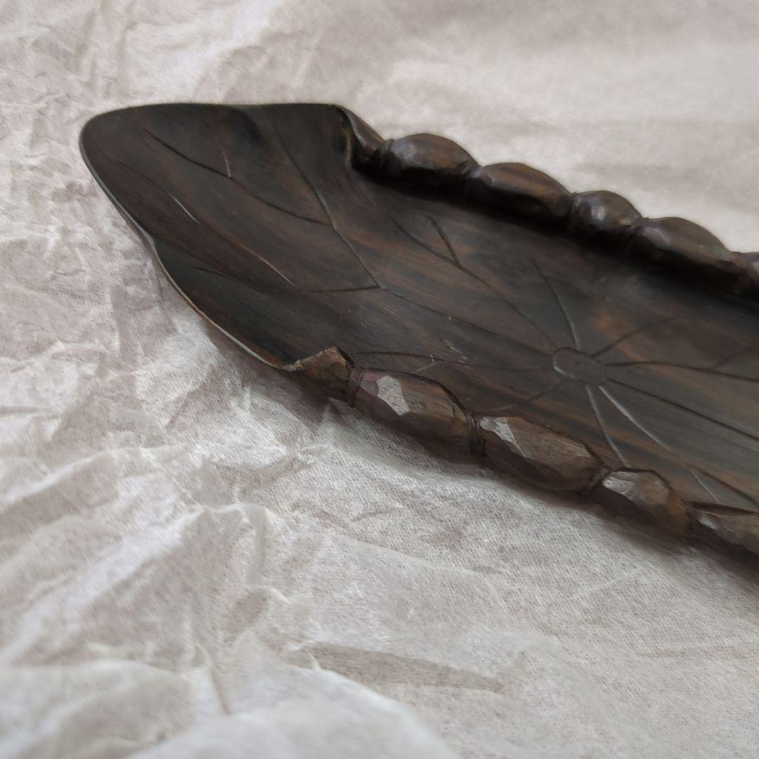 茶合　唐木　茶道具　葉っぱ　葉　茶道　木製　煎茶　茶匙