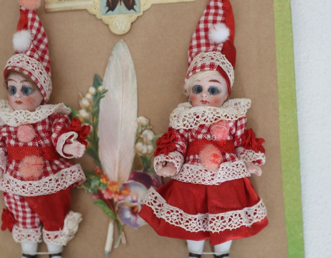 ヘルトヴィヒ アンティーク ビスクドール ピエロ ペア