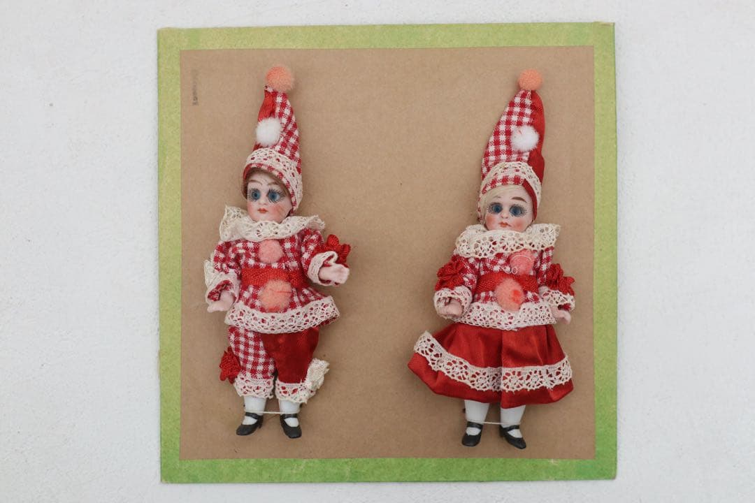 ヘルトヴィヒ アンティーク ビスクドール ピエロ ペア